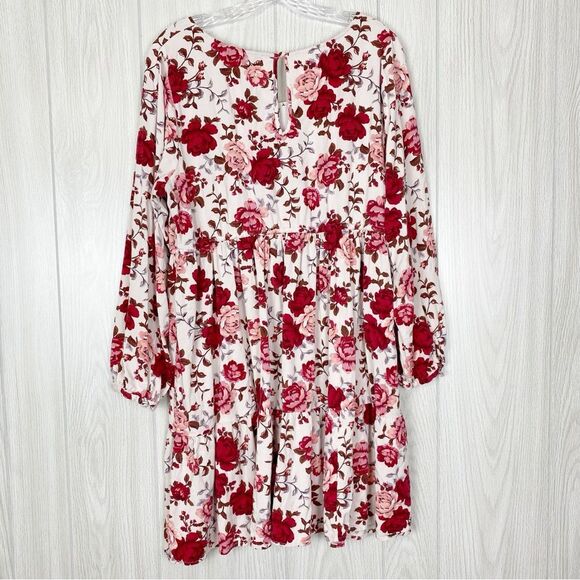 Torrid | White & Pink Floral Challis Drawstring Skater Dress Size 2X - Picture 2 of 12